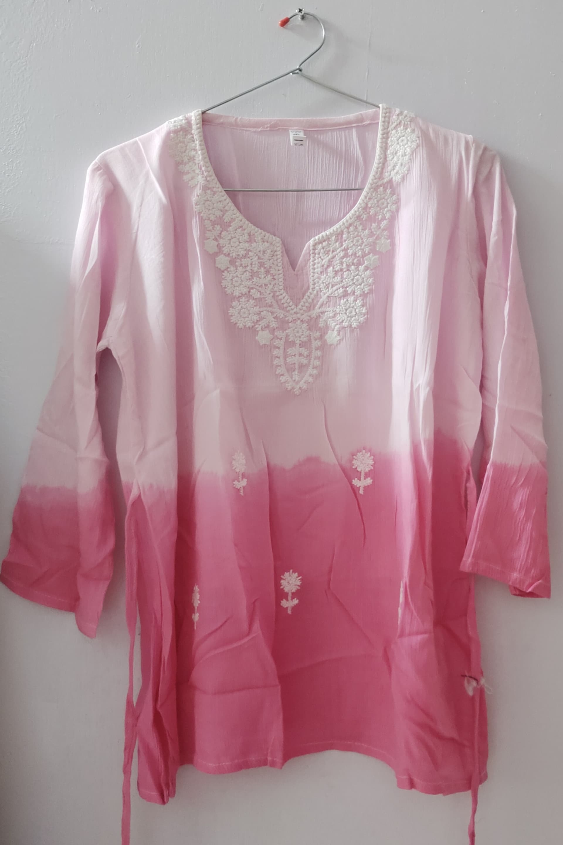 Elegant Ombre breathable cotton Tunic with Delicate Embroidery - View 2