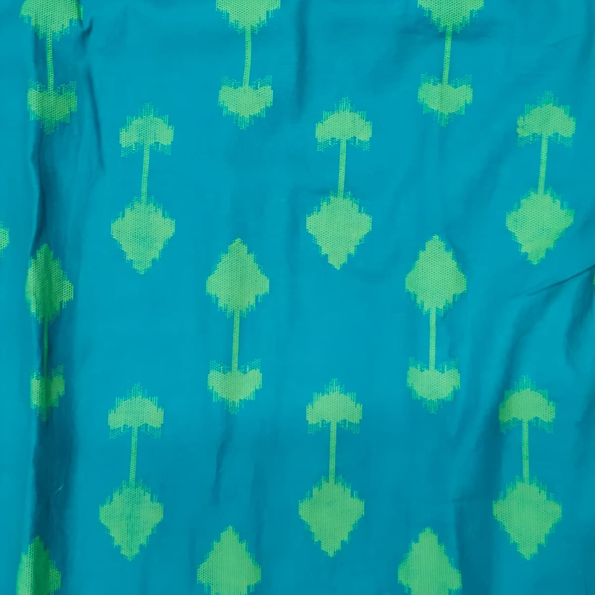 Elegant Turquoise Cotton Kurti with Green Ikat Print and Button Detail - View 3
